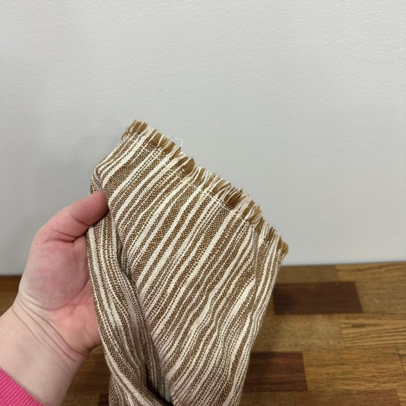 Free People Pants 2 Tan White Striped Cotton Loose Relaxed Gauzy‎ Pull On NWT - Picture 10 of 10